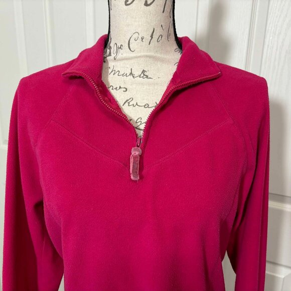 Juniors Hot Pink Long-Sleeve Fleece Pull-Over Jacket with Neck Zip - Picture 2 of 8